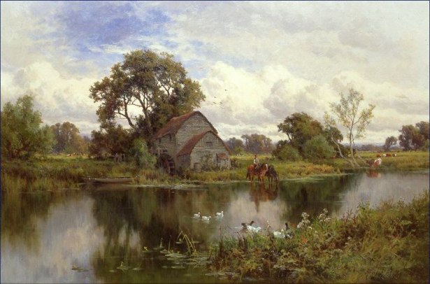 615x406 By The Mill By Henry H. Parker - English Landscape Painting