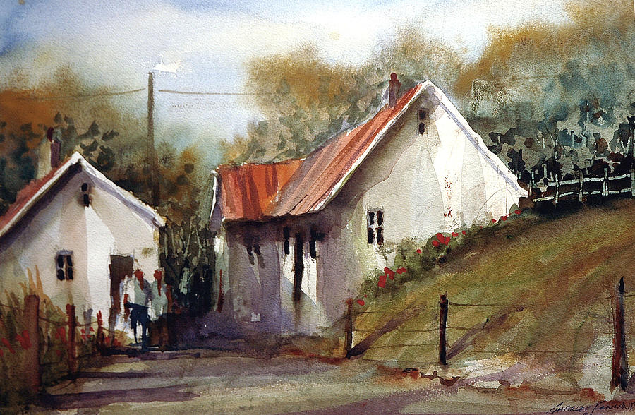 900x588 English Country Lane Painting By Charles Rowland - English Painting