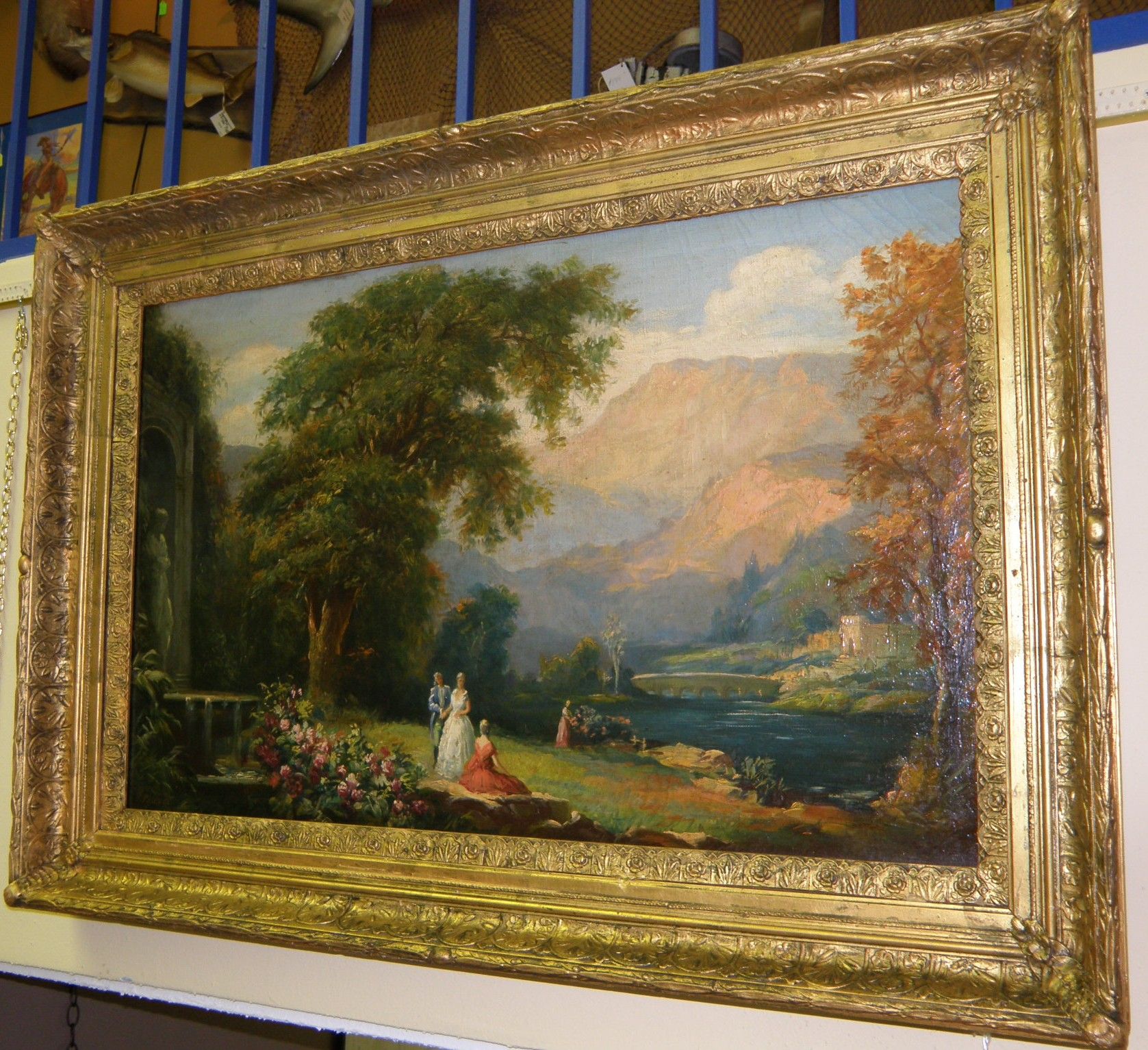 1677x1533 English Pastoral Scene. 19th C. Oil On Canvas 34 H X 42 W - English Pastoral Painting