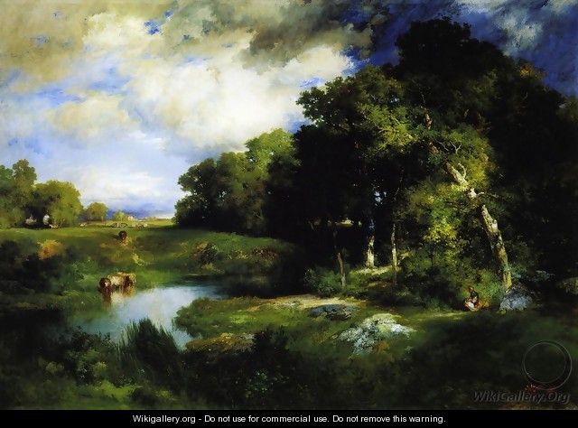 640x474 A Pastoral Landscape - English Pastoral Painting