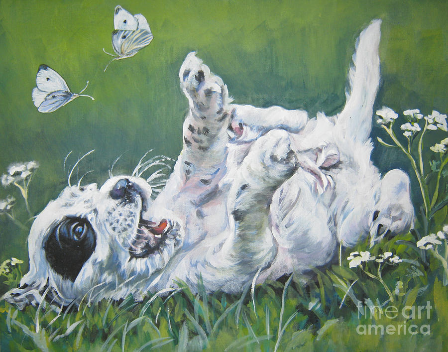 900x707 English Setter Puppy And Butterflies Painting By Lee Ann Shepard - English Setter Painting
