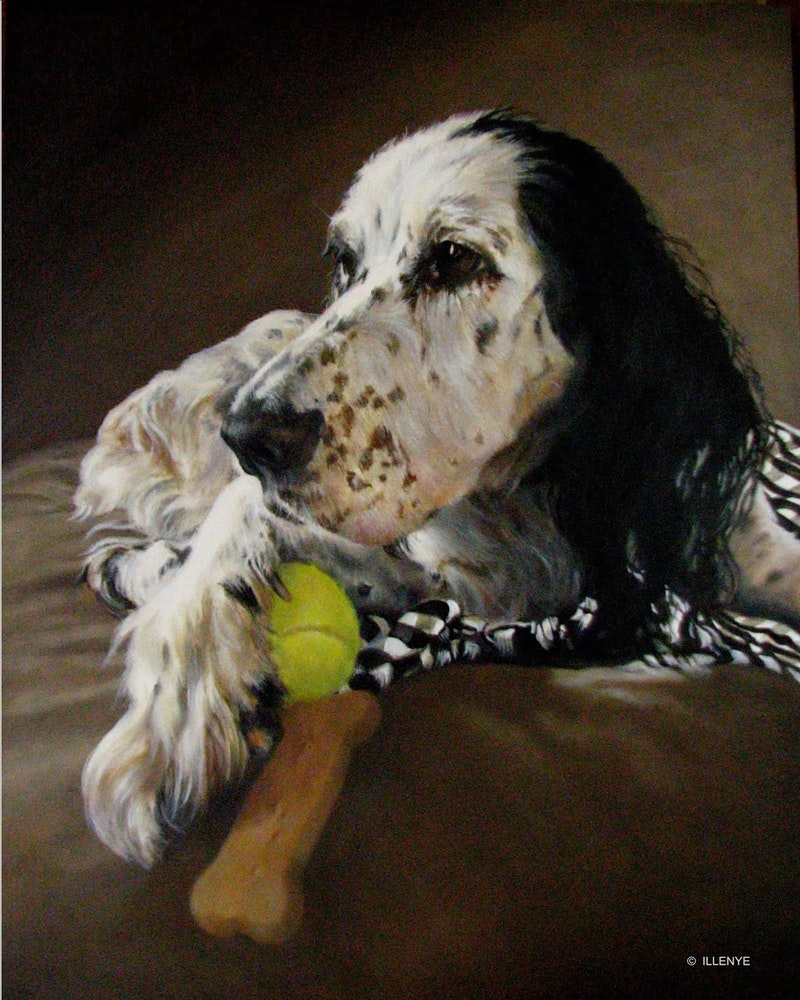 800x1000 Large Custom Dog Portrait English Setter Oil Painting Lizzie - English Setter Painting