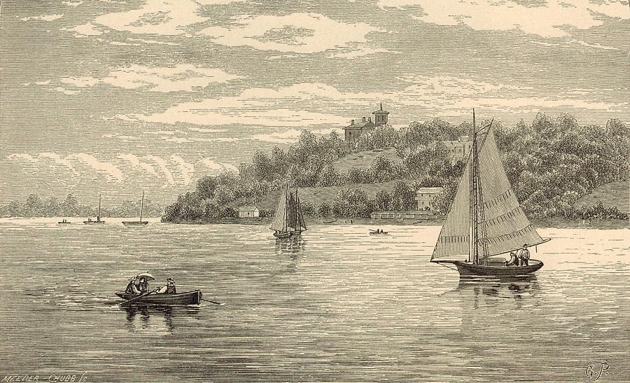 900x547 Mouth Of The Shrewsbury River 1872 Engraving Painting By Antique - Engraving Painting
