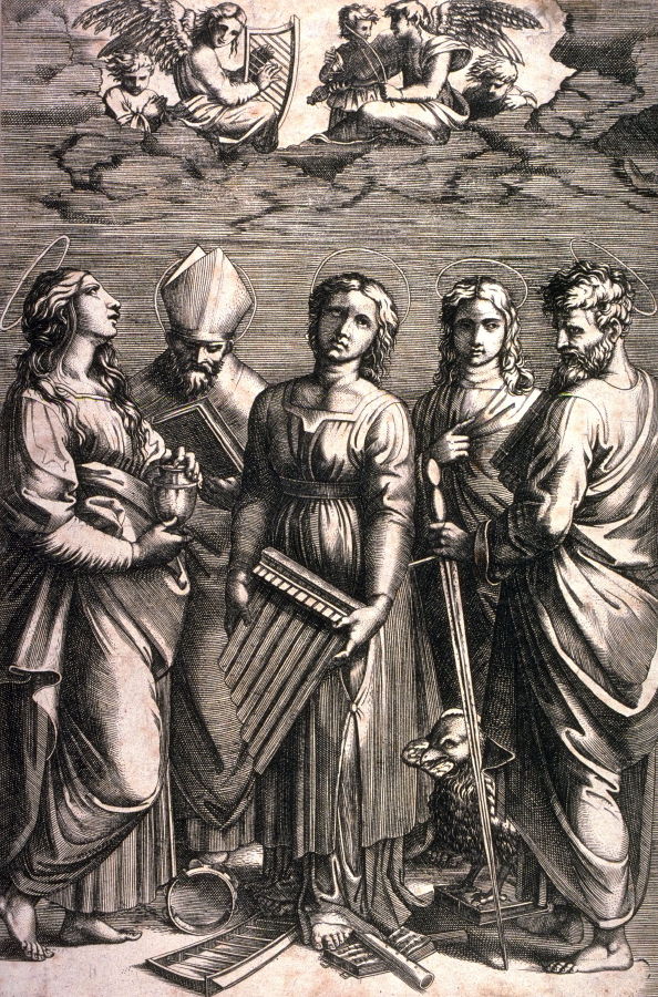 594x900 St. Cecilia, After Engraving By Marcantonio Raimondi After - Engraving Painting