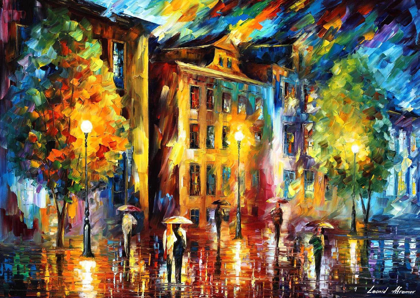 1471x1043 Night Enigma Palette Knife Oil Painting On Canvas By Leonid - Enigma Painting
