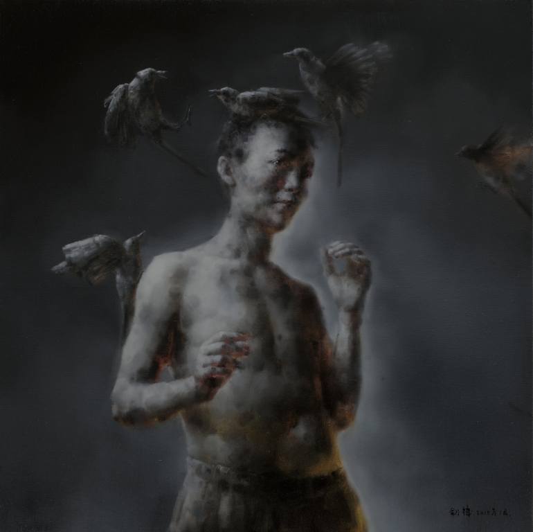 770x768 Saatchi Art Night Watchman's Enlightenment Painting By Jianfeng Chen - Enlightenment Painting