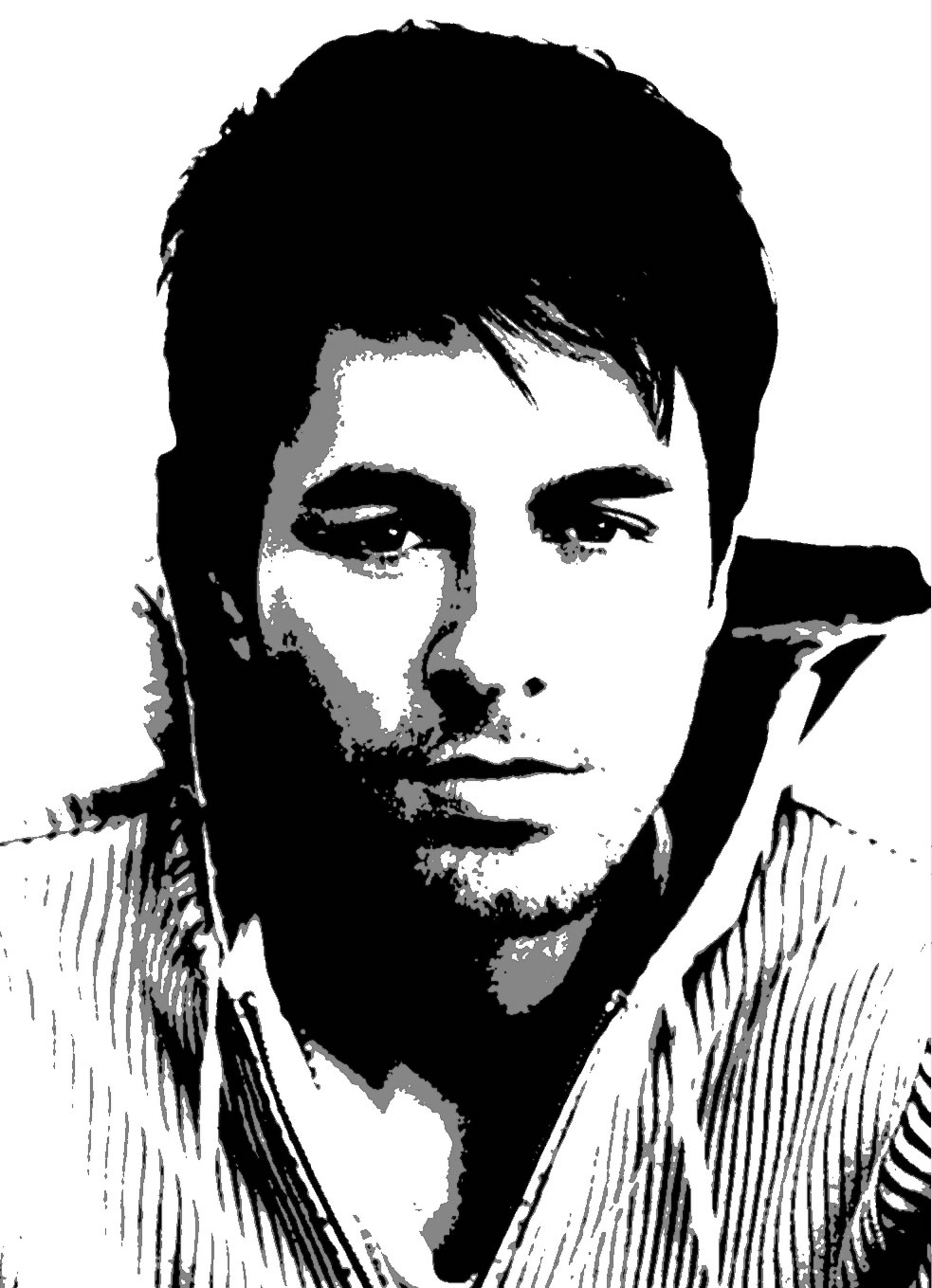 983x1359 Enrique Iglesias Stencil For Canvas Bw William Bougie - Enrique Painting