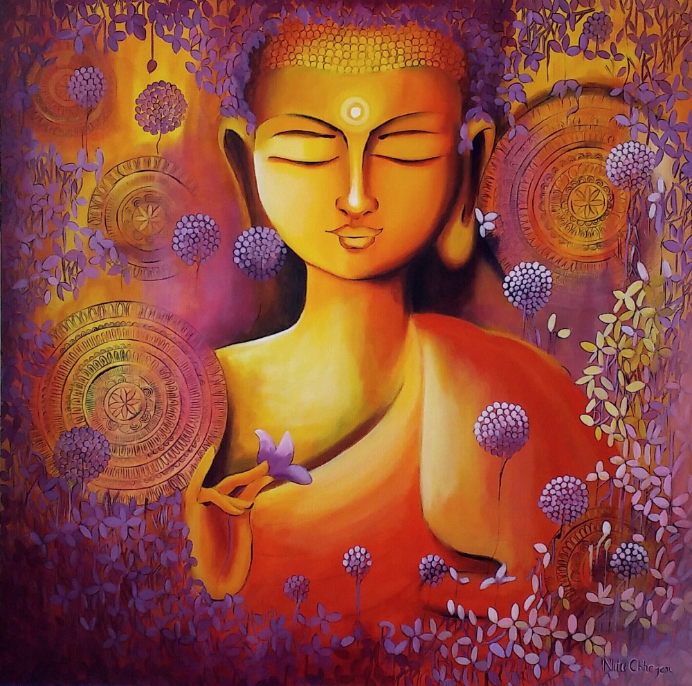 1000x991 Glimpse Of Buddhas Enlightenment By Artist Nitu Chhajer - Entrance To Enlightenment Painting