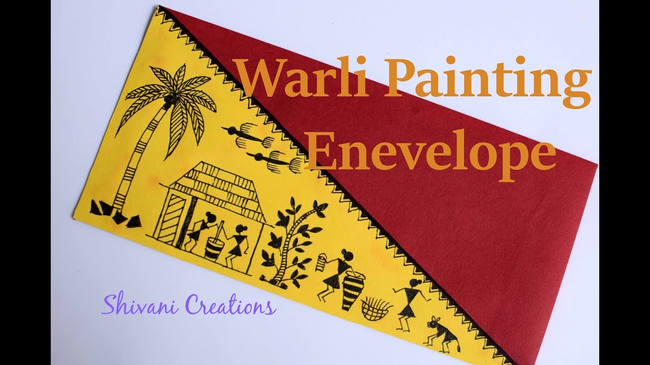 1280x720 Warli Painting Envelope Indian Folk Art Village Painting - Envelope Painting