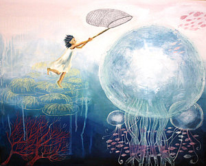 300x242 Sign Of Sea Moon Painting By Jessamyn Hoshikawa - Environmental Issues Painting