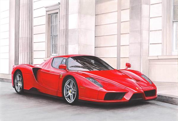 600x408 Ferrari Enzo Painting By Karl Hamilton Cox Artgallery.co.uk - Enzo Painting