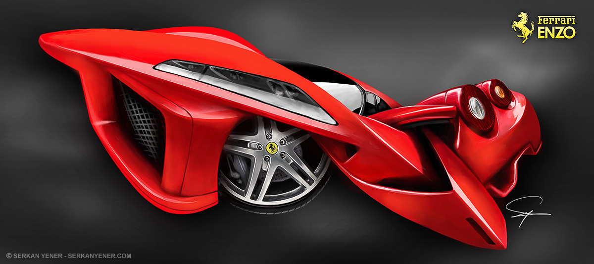 1200x533 Abstract Digital Painting Of A Ferrari Enzo - Enzo Painting