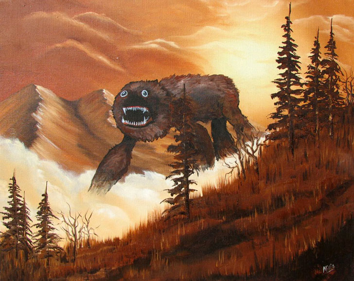 728x579 Involuntary Collaborations Bland Landscape Paintings Turned Into - Epic Painting