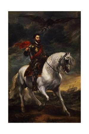 300x450 Equestrian Portrait Of The Emperor Charles V, C. 1620 Giclee Print - Equestrian Painting