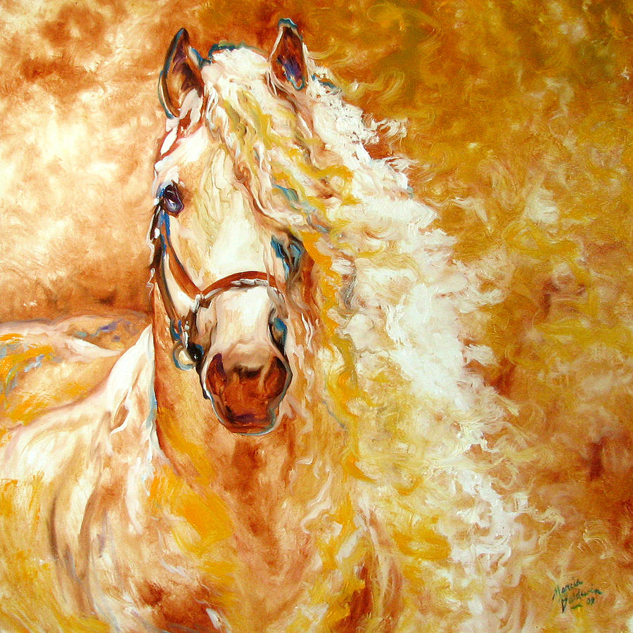900x900 Golden Grace Equine Abstract Painting By Marcia Baldwin - Equine Painting