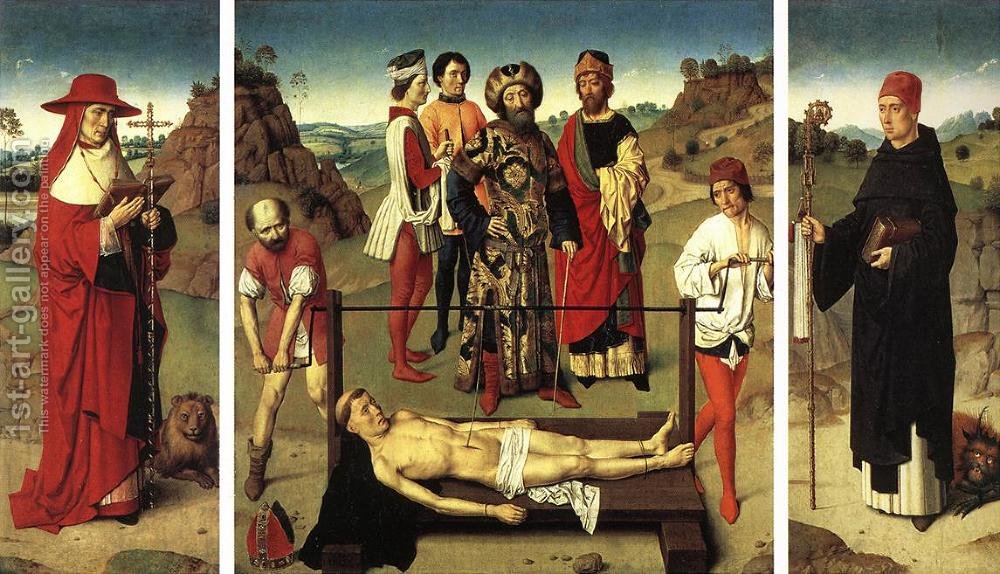 1000x574 Martyrdom Of St Erasmus (Triptych) 3 Dieric The Elder Bouts - Erasmus Painting