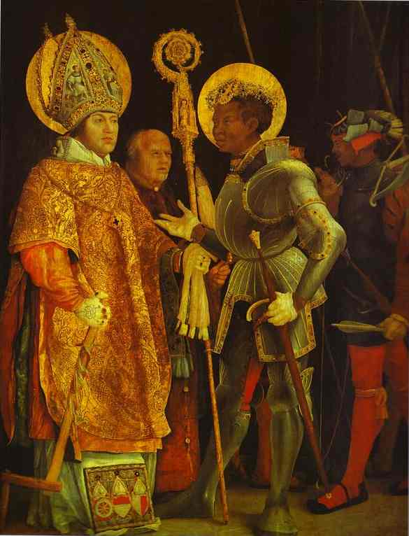 585x766 The Meeting Of St Erasmus And St Maurice 1520 1524 Painting - Erasmus Painting