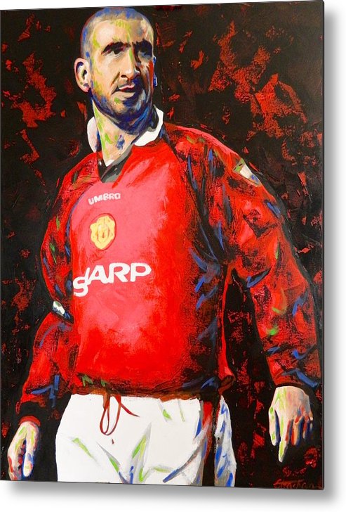 493x728 Manchester United Eric Cantona Painting Metal Print By Scott Strachan - Eric Cantona Painting
