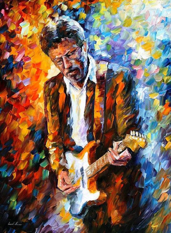 570x774 Eric Clapton Portrait Painting Music Wall Art On Canvas By Leonid - Eric Clapton Painting