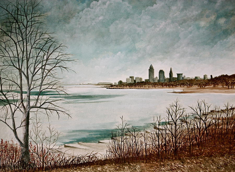 900x657 Lake Erie Winter Painting By Mb Matthews - Erie Painting