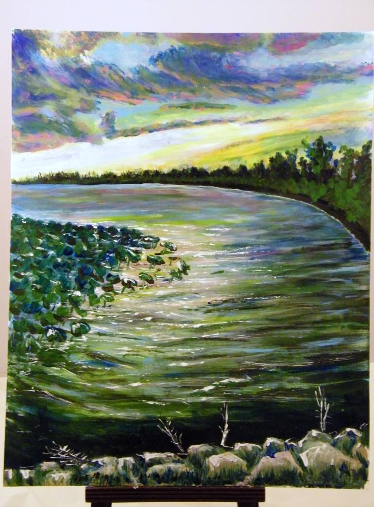 770x1042 Saatchi Art Sunset On Bay Of Lake Erie Painting By Leszek Pilarski - Erie Painting