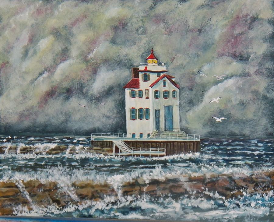 900x729 Squall On Lake Erie Painting By Richard Goohs - Erie Painting