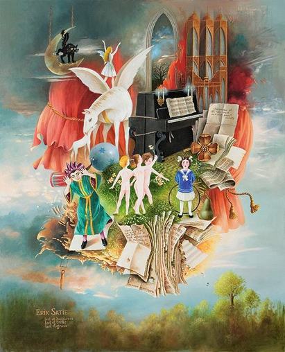 411x508 Lent Et Grave, Hommage Erik Satie By Katell Le Goarnig, 2015 - Erik Satie Painting