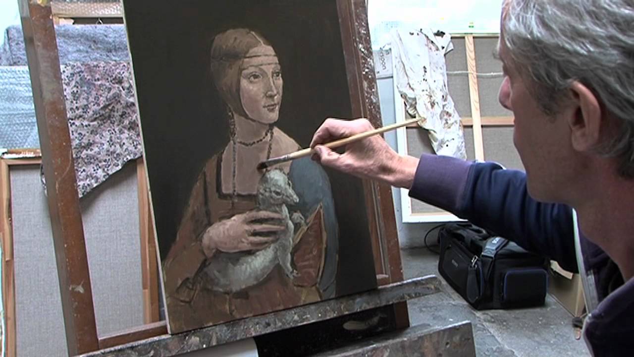 1280x720 Painting A Copy Of Lady With An Ermine - Ermine Painting
