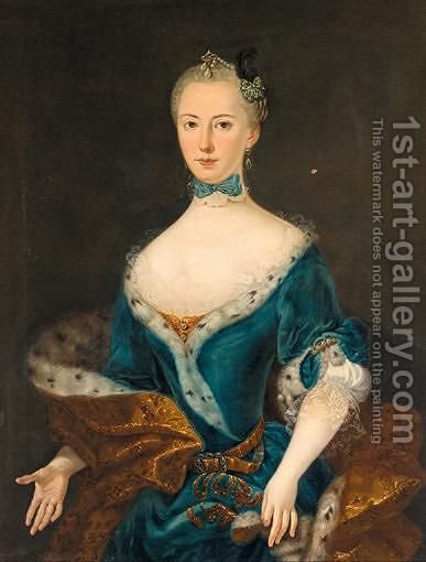 387x510 Portrait Of A Lady, Three Quarter Length, Wearing A Blue Ermine - Ermine Painting