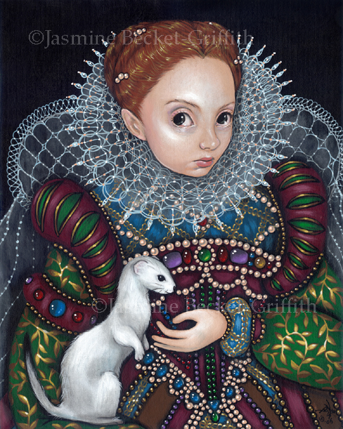 501x627 Queen Elizabeth And An Ermine - Ermine Painting