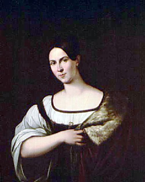 500x628 Dark Haired Beauty In An Ermine Mantle Painting Orest Adamovich - Ermine Painting