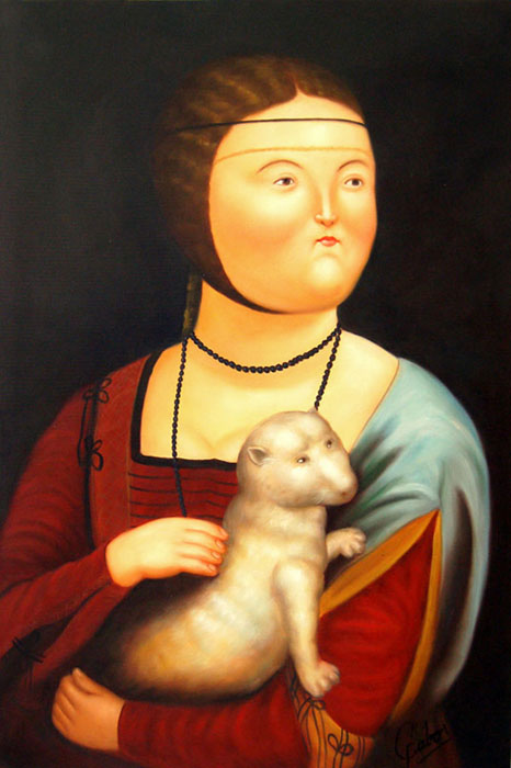 466x700 Painting Lady Ermine By Botero, Fake Painting Lady - Ermine Painting