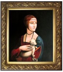 260x300 Framed Hand Painted Oil Painting, Leonardo Da Vinci Lady - Ermine Painting