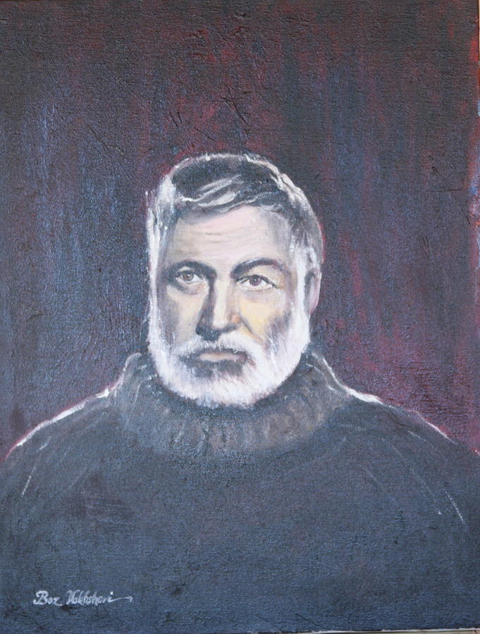 681x900 Ernest Hemingway Painting By Boz Vakhshori - Ernest Hemingway Painting