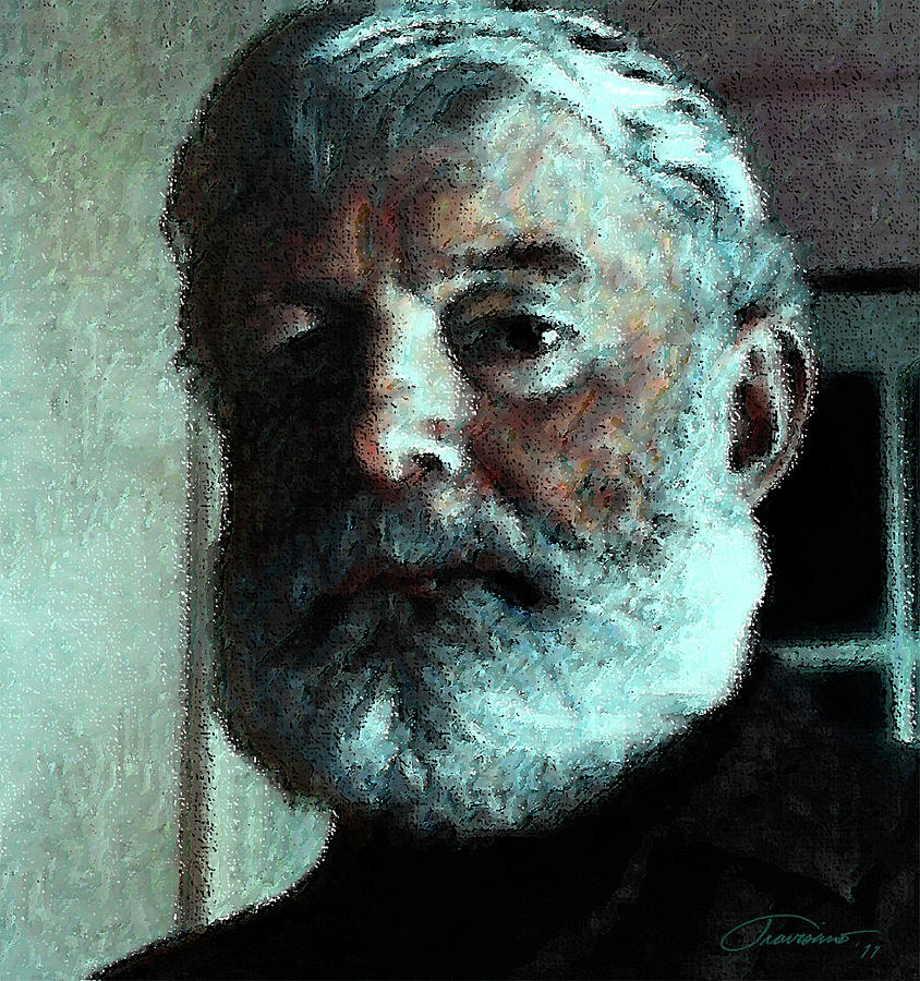 844x900 Ernest Hemingway Painting By John Travisano - Ernest Hemingway Painting