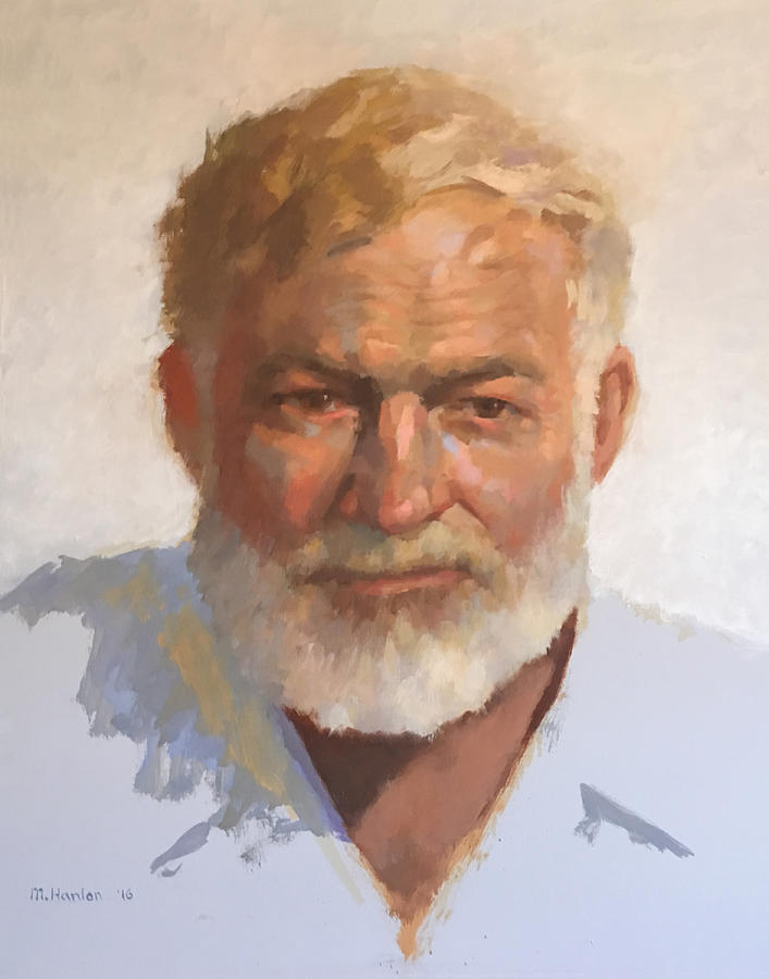 707x900 Ernest Hemingway Painting By Mike Hanlon - Ernest Hemingway Painting