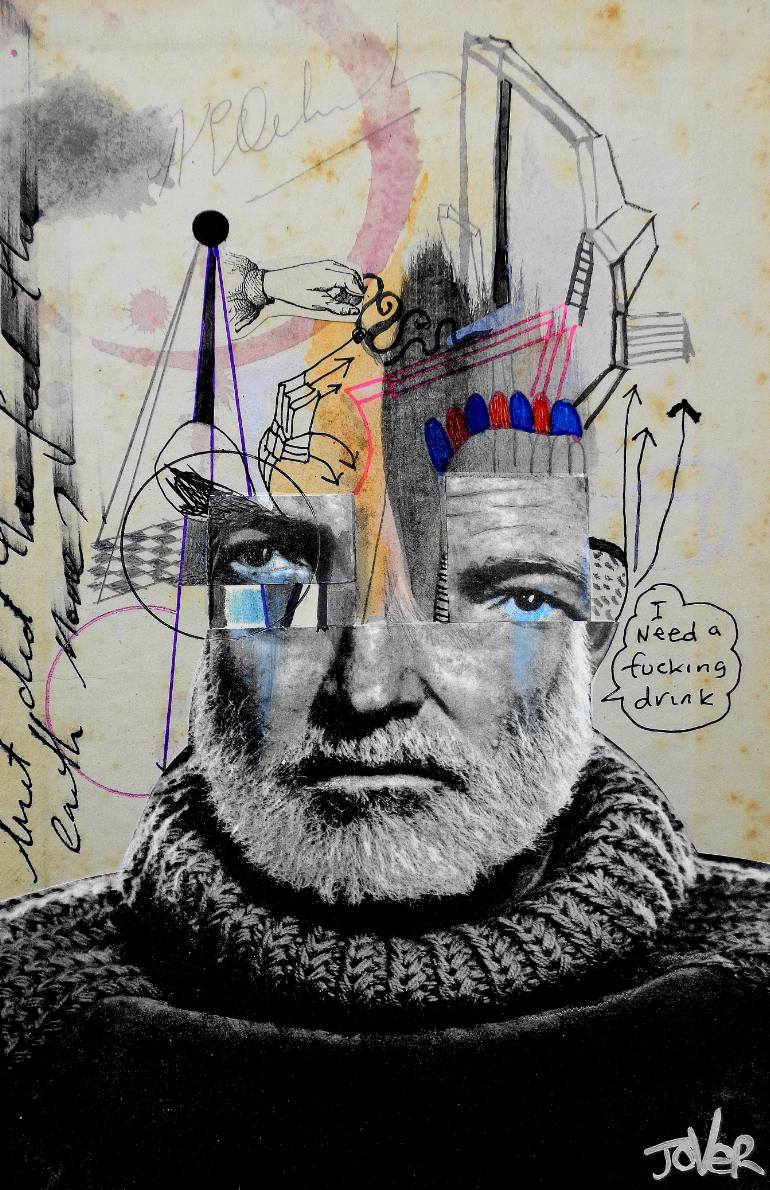 770x1190 Saatchi Art Being Ernest Hemingway Drawing By Loui Jover - Ernest Hemingway Painting