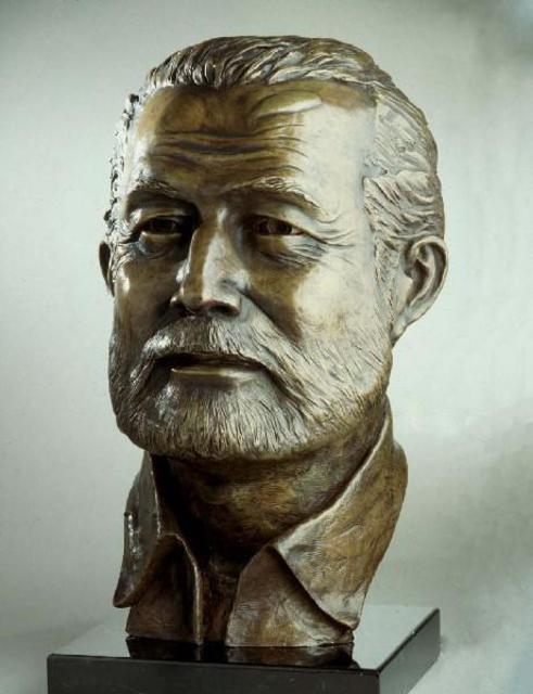 491x640 Sue Jacobsen Artwork Ernest Hemingway Original Sculpture Bronze - Ernest Hemingway Painting