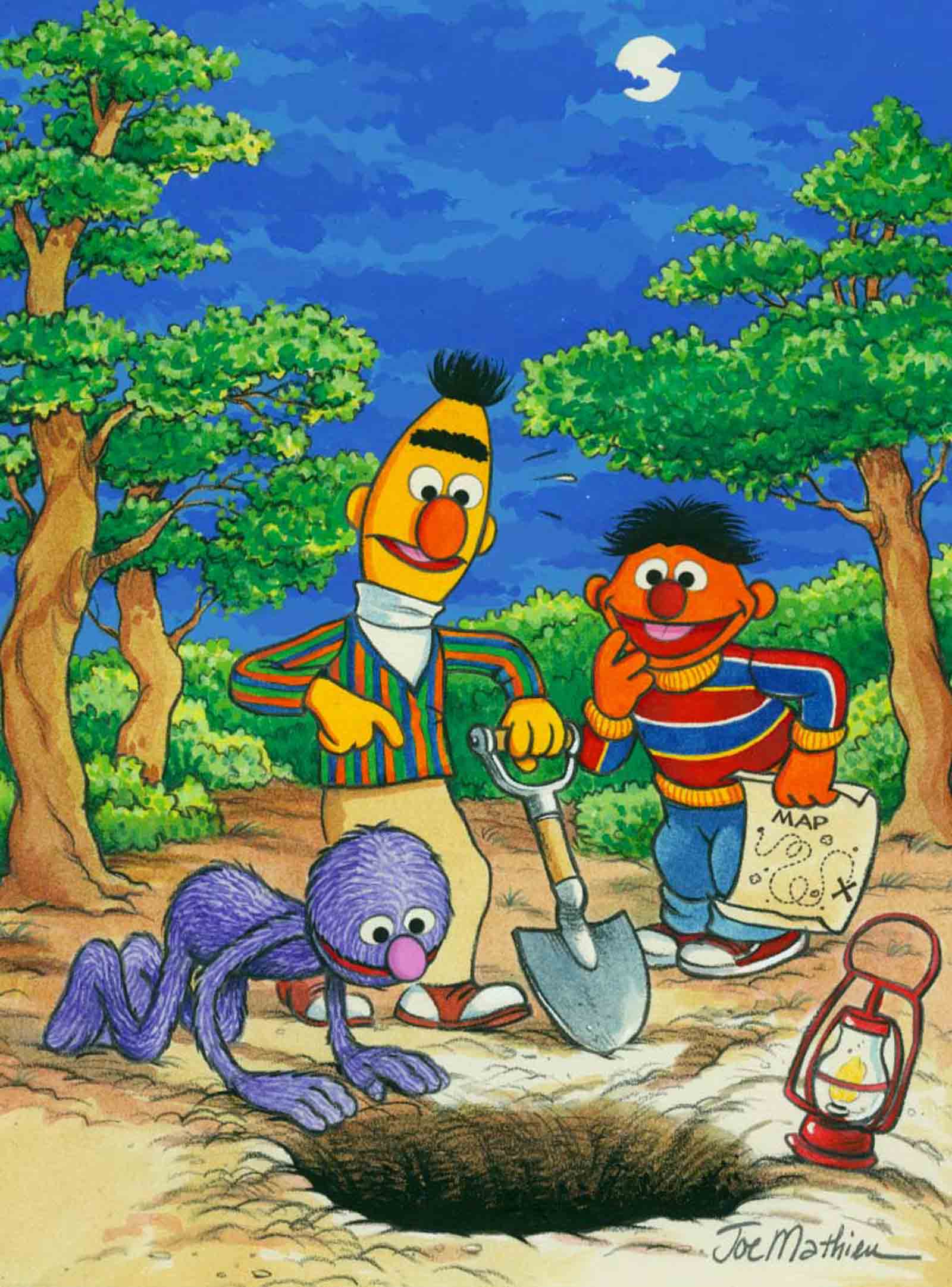 1600x2162 Grover Bert And Ernie Treasure Hunt Joe Mathieu - Ernie And Bert Painting