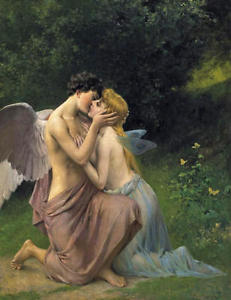 231x300 Handmade Oil Painting Repro Friedrich Paul Thumann Cupid - Eros And Psyche Painting