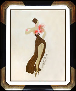 251x300 Erte Original Dress Design Painting Gouache Art Deco Signed - Erte Painting