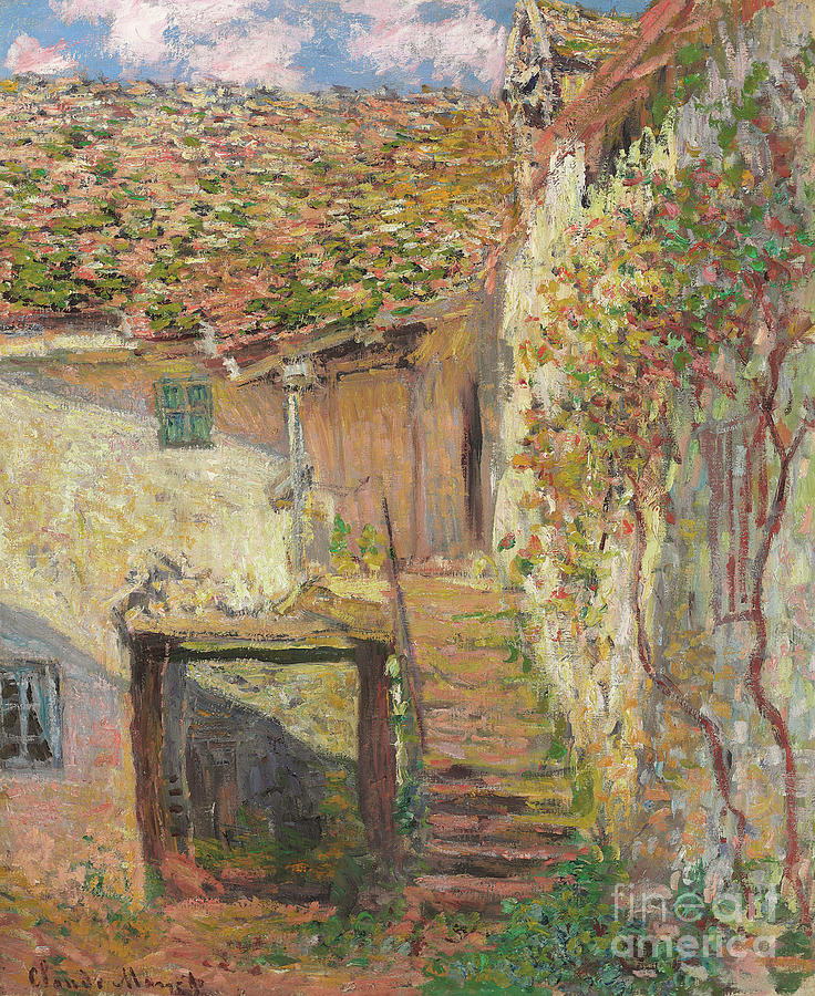 736x900 L'Escalier Painting By Claude Monet - Escalier Painting