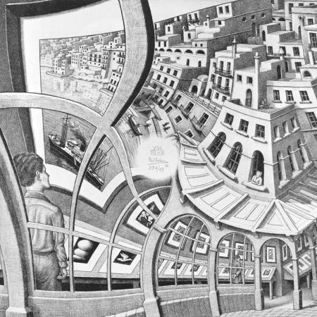 450x450 Escher's Print Gallery Talk Math - Escher Painting