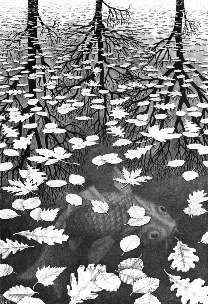 684x1000 Three Worlds By M.c. Escher - Escher Painting