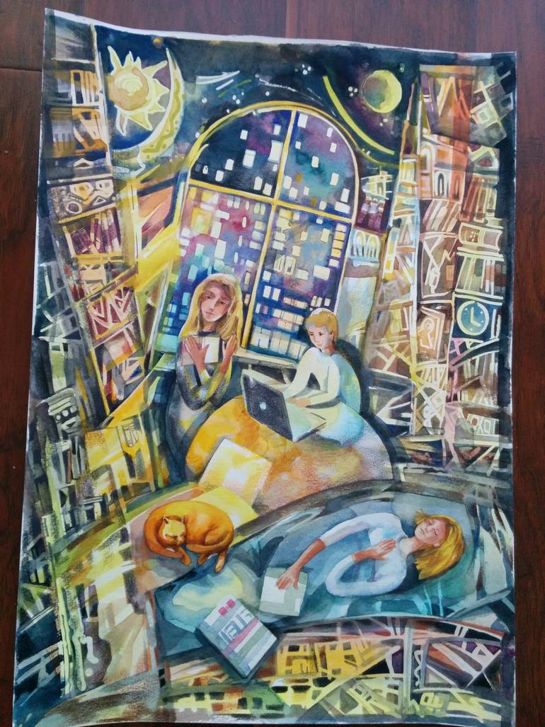 770x1027 Saatchi Art Esl Via Skype Painting By Yulia Lisitsyna - Esl Painting