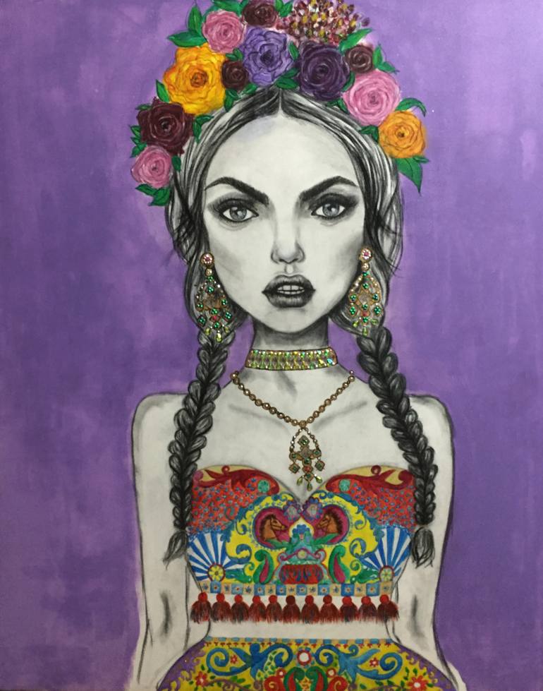 770x979 Saatchi Art Esmeralda, Bohemian Princess Painting By Rasvanthi Reddy - Esmeralda Painting