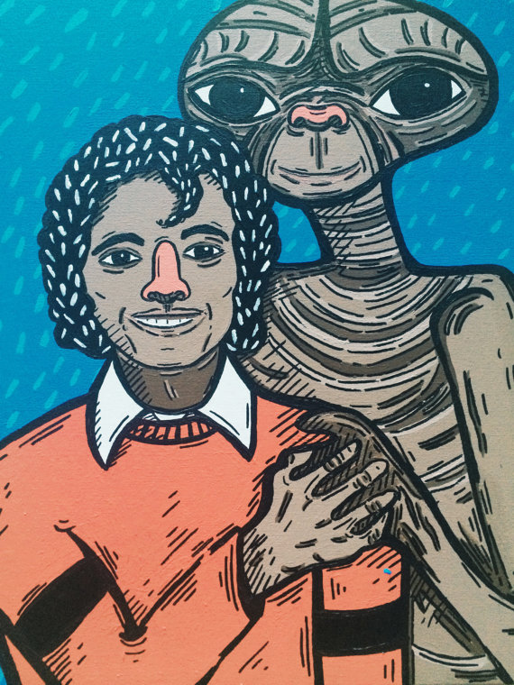 570x760 Items Similar To Michael Jackson Hearts Et Painting On Etsy - Et Painting