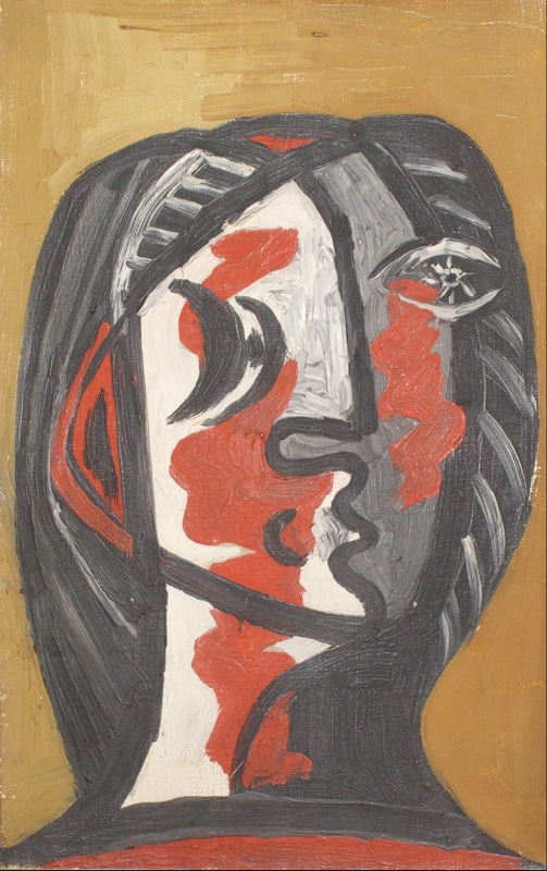 503x800 De Femme En Gris Et Rouge (Sold) - Et Painting