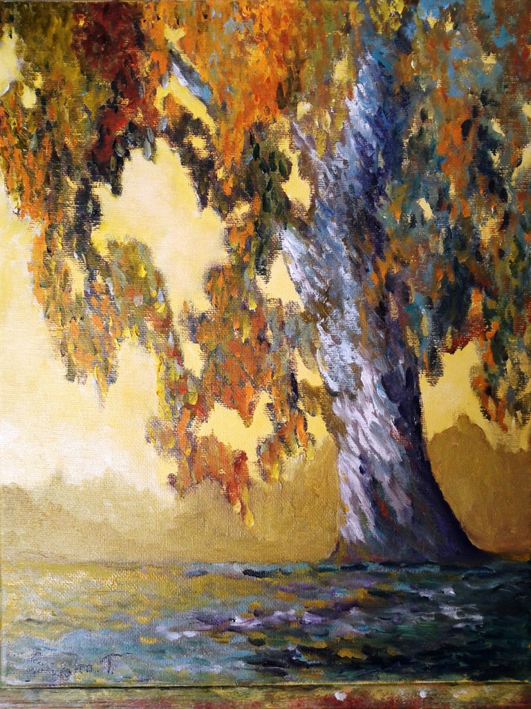 768x1024 Eucalyptus Tree Painting Print On Aluminum, Impressionistic - Eucalyptus Tree Painting