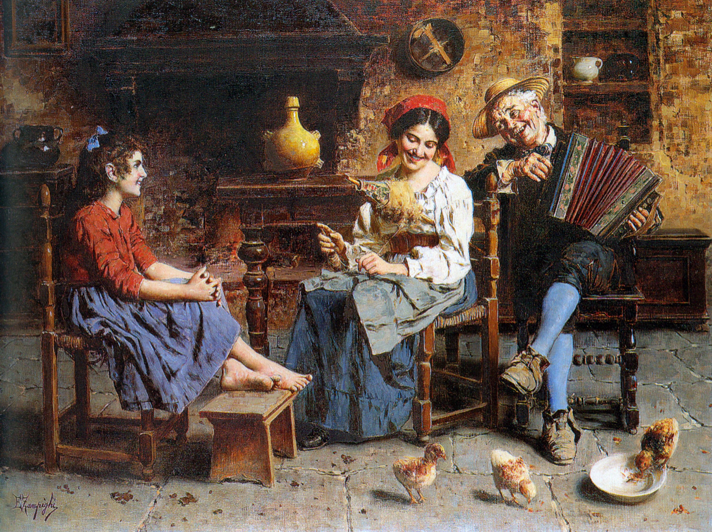 3000x2244 A Happy Tune By Eugenio Zampighi - Eugenio Painting